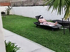 I Recorded My Stepsister Sunbathing Naked and Masturbating in the Garden