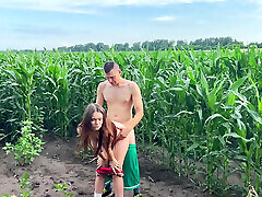 Stepbrother has Public Sex with Stepsister while walking through a cornfield