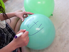 Whore Step-sis Blowing up Balloons, I Asked to Blow My Balls