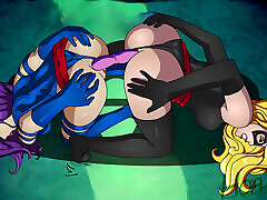 Marvel Psylocke and Ms Marvel Anal Lesbians