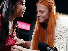 Lesbian Redhead Freezes Time And Makes Asian Babe Her Sex Slave - Lezdom Hardcore Sex