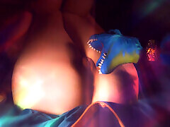 They&039;re playing a weird game... A Perverted T-Rex nibbles her huge boobs and drools profusely on her pretty Juicy pussy