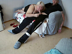 Mother-in-law gives a long deep and high-quality blowjob before my cumshot in her mouth