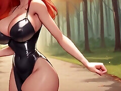 Sexy Big Tits Bouncing and Teasing! Latex Outfits Try on