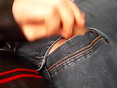 Jerking in Biker Leather Jacket