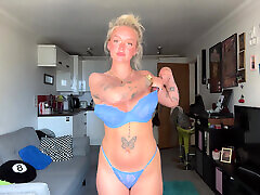 Sexy grinding pole Try On Haul with Petite Teen Blonde