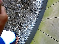 Jacking off outdoor near the road
