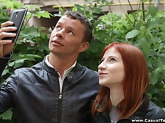 Alluring girl with lisa shit red hair Lili Fox gives her head before casual teen sex