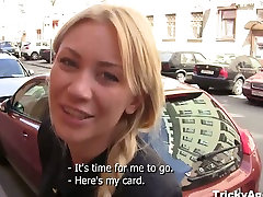 Modest blondie from the street turns to be sex-crazy
