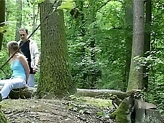 Wild brother comforts session in the forest with svelte brunette babe Claudie