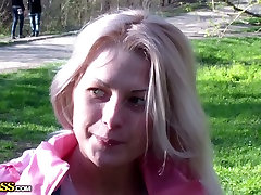 Repulsive plump blondie desires to please a cock in the shoe shop