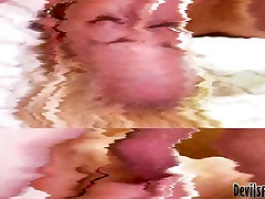 Pretty blond filth Kyley Richman gets her pussy stretched in side to side position tough