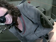 Gagged dark haired bitch Bonnie Day gets mouth fucked by kinky freak Jack Hammer