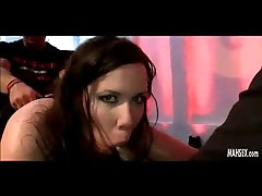 Girl enjoys gang bang with big black cock