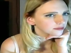 Bouncy blonde with striped bra strips