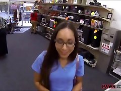 Desperate nurse selling her old teapot in the pawnshop