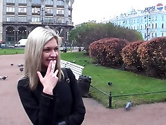 Hot blonde owned by 2 guys in cafe