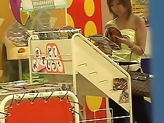 Magazine shop sharking attack with some stunning brown-haired Asian vixen