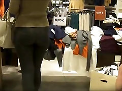 Sexy ass in spandex at the mall