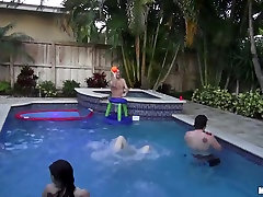 Young girls turshi girls Jordan and Skarlit Knight fucked at the pool party