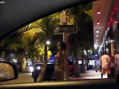 Breasty swarthy hitchhiking with white mate driver