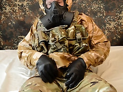 British indian wife get man sexing gas mask and rain gear wank