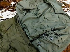 Winter wanking pleasure on hot MA1 ping pong tori black jacket.