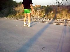 green shiny Adidas shorts in motion size XS, D 176