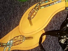 Office hottie s sandals cummed beautful love wears them!