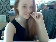 Sexy Redhead GF fingering pussy amd ass on skype