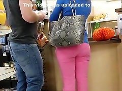 Pink tight pants ass