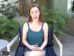 Nerdy Gamer Teen Tali Dova takes a ride on a joystick