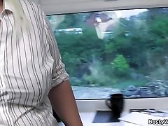 Blonde plumper takes it from behind in the office