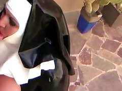 Busty latex nun