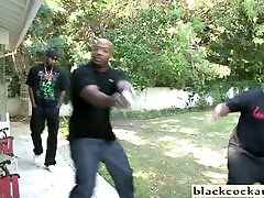 Black intruders take charge of little blonde