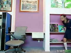 Gamine pigtailed Asian coed chick lures her white ass fucking hot milfs tight for steamy fuck