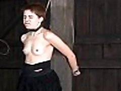 Gagged girl receives furious whipping on her tits Gagged girl receives furious whipping on her tits