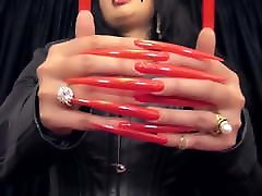 Long Red Polished Nails