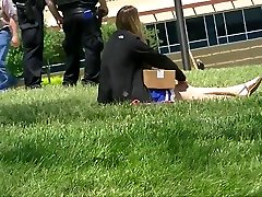 Leggy brunette feet at graduation
