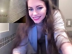 sexy brunette dusche, haar bürsten und striptease, lange haare