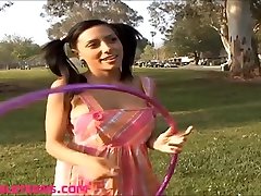teen hoola hoop outdoor gets fucked and face splattered