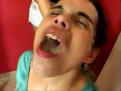 slave dominated with spit by 3 bitches