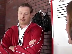 stunning brunette teen gets facialized in the lockerroom