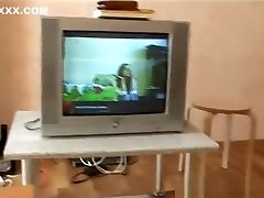 Redhead Teen black ivoirien watching TV and having sex
