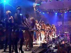 Topless gogo girls rave disco party stage in amcig emme