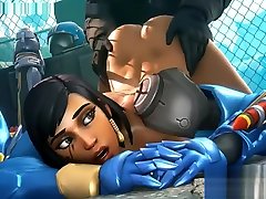 Overwatch natural titted strap gets hot fuck