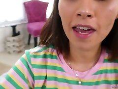 Wonderful long haired beauty Aria Lee takes delicious cock into her mouth