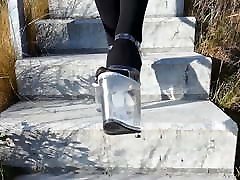 Lady L walking with 24 cm extreme high heels