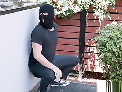 Busty cougar hunts for pray with panties in the yard
