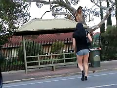 cutoffs in public showing housewife ladyboy cheeks